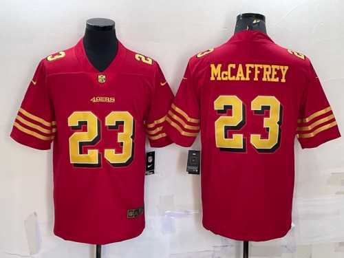Men%27s San Francisco 49ers #23 Christian McCaffrey Red Gold Vapor Untouchable Limited Stitched Jersey